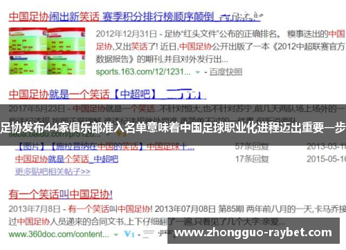 足协发布44家俱乐部准入名单意味着中国足球职业化进程迈出重要一步 足协发布44家俱乐部准入名单意味着中国足球职业化进程迈出重要一步